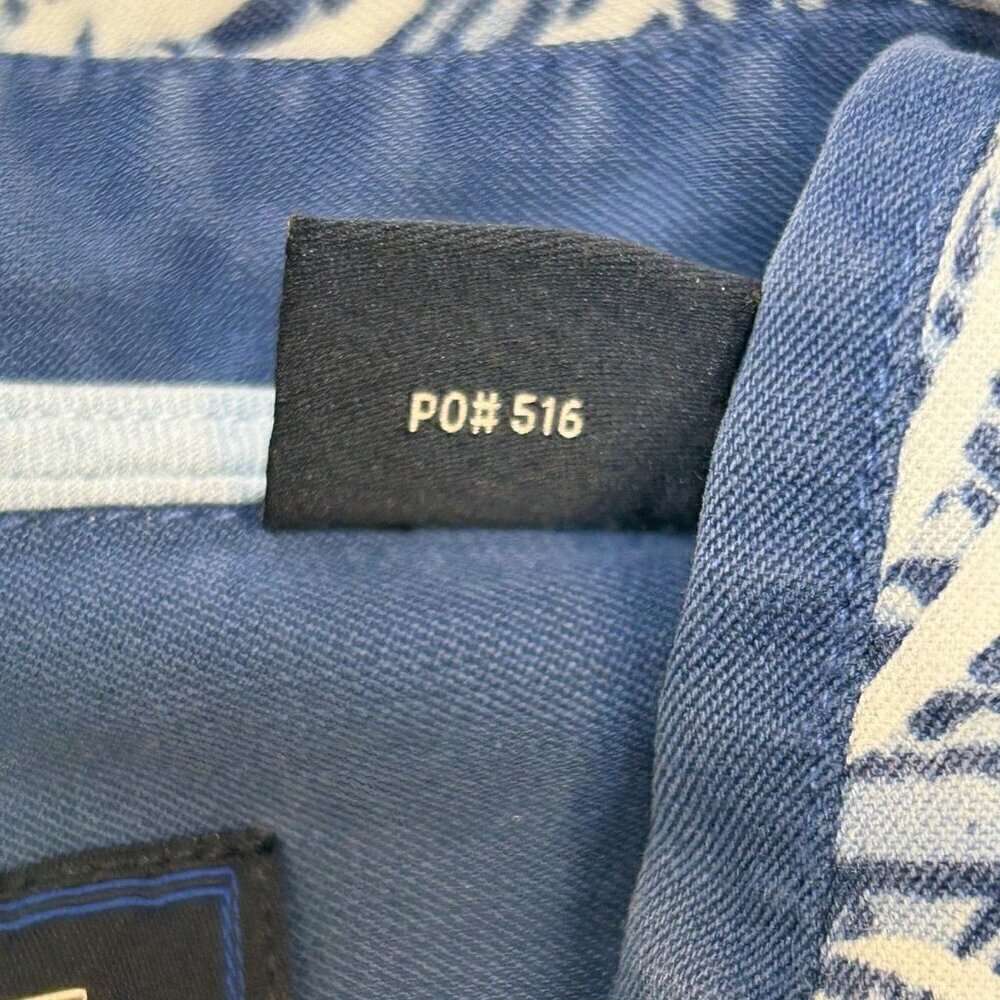 Nat Nast Shirt Mens Medium Silk Cotton Blend Blue Palm Leaf Button Up Camp Shirt - Picture 6 of 14